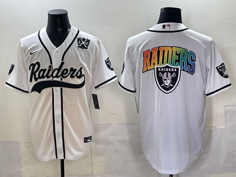 Men 2025 Nike Oakland Raiders Blank White Joint Name  Limited NFL Jersey style 048